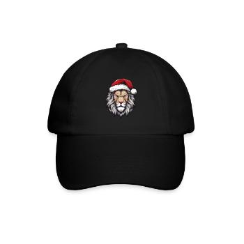 Löwe Kopf Weihnachten Portät - Baseballkappe - Schwarz/Schwarz - Vorne