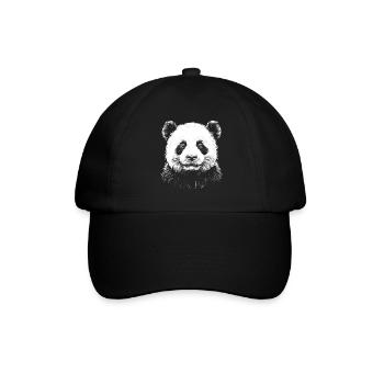 Panda Portrait Pandabär Bär Tier Tiere - Baseballkappe - Schwarz/Schwarz - Vorne