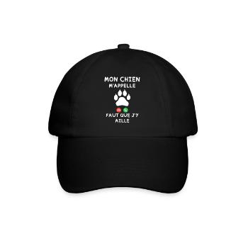 Mon Chien m appelle faut que j y aille - Casquette classique - noir/noir - Devant