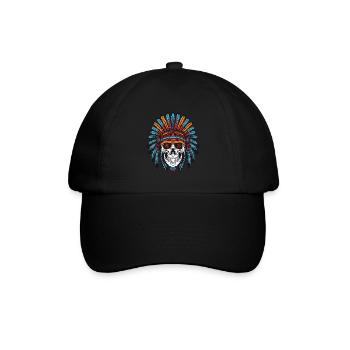 Apache Indian Chief Skull - Baseball Cap - black/black - Front