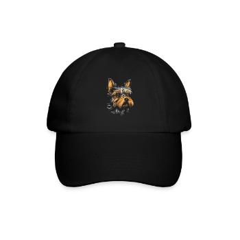 Yorkshire Terrier Hund Portrait - Baseballkappe - Schwarz/Schwarz - Vorne