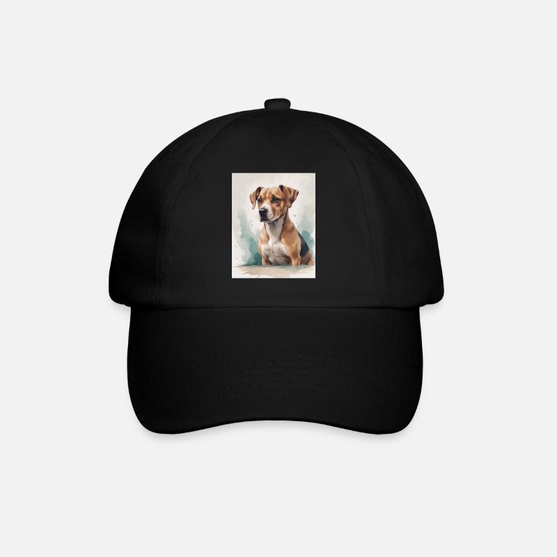 Chien Portrait Aquarelle - Casquette classique - noir/noir