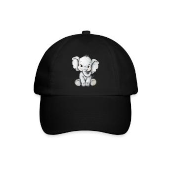 kleiner süßer Elefant - Baseballkappe - Schwarz/Schwarz - Vorne