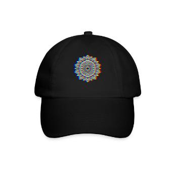 Glitch Mandala – Spirit Design - Baseballkappe - Schwarz/Schwarz - Vorne