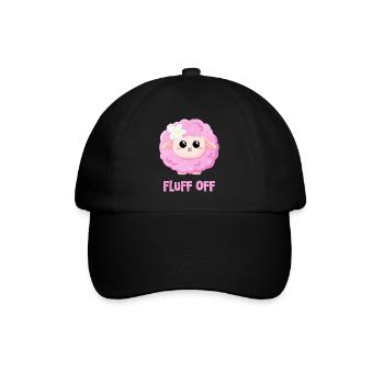 Pink Sheep with Saying Funny - Fluff off - Baseball Cap - black/black - Front