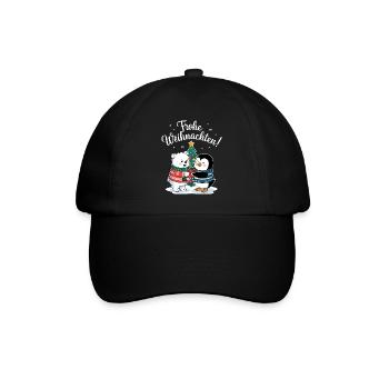 Eisbär Pinguin Weihnachtspullover süß Weihnachten - Baseballkappe - Schwarz/Schwarz - Vorne
