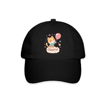 Festliche Ballonkatze - Baseballkappe - Schwarz/Schwarz - Vorne
