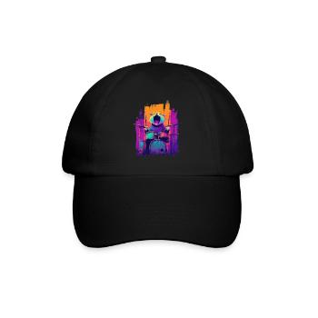 Wild Cat on the Drums - Motif for Rock Musicians - Baseball Cap - black/black - Front