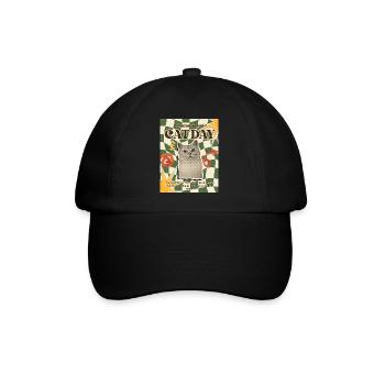 International Cat Day Retro Print - Baseball Cap - black/black - Front