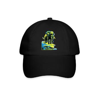 Elefant Surfer - Baseballkappe - Schwarz/Schwarz - Vorne