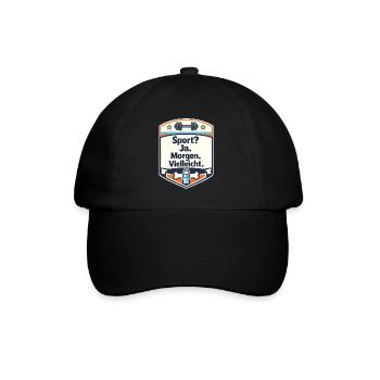 Sport Ja Morgen Vielleicht Badge - Baseballkappe - Schwarz/Schwarz - Vorne