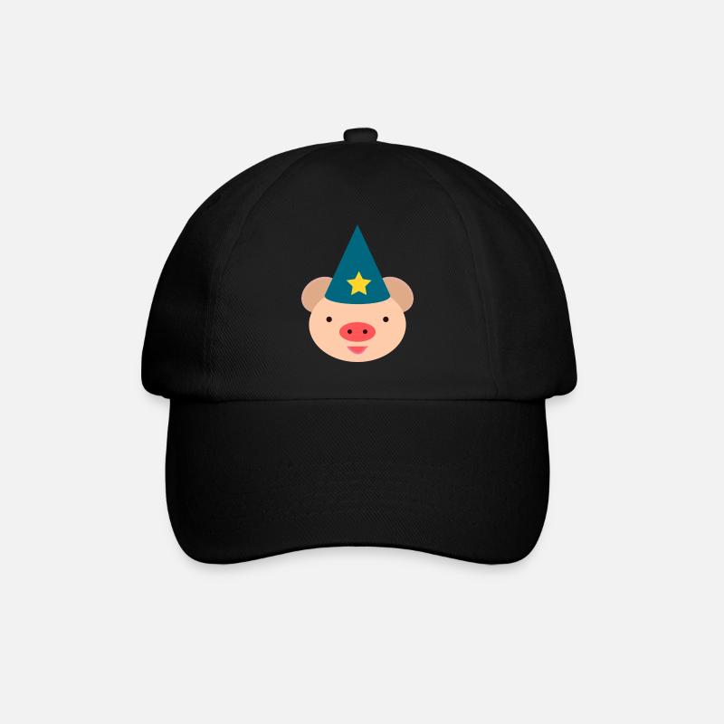 Dessin animé du Cochon Chapeau Magique - Casquette classique - noir/noir
