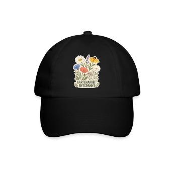 Gartenarbeit entspannt - Baseballkappe - Schwarz/Schwarz - Vorne
