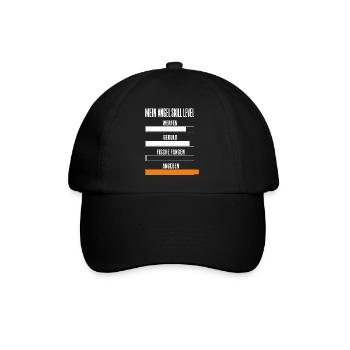 Mein Angel Skill Level Lustiges Angler Motiv mit - Baseballkappe - Schwarz/Schwarz - Vorne