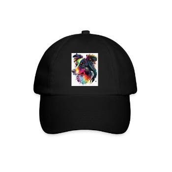 Regenbogen-Porträthund - Baseballkappe - Schwarz/Schwarz - Vorne