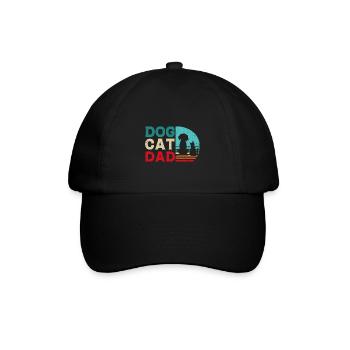 Cat Dog Dad Gift Shirt - Baseball Cap - black/black - Front
