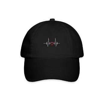 Heartbeat Red Heart Line Pregnancy - Baseball Cap - black/black - Front