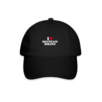 MTB I Love Mountain Biking Downhill Mountainbike - Baseballkappe - Schwarz/Schwarz - Vorne