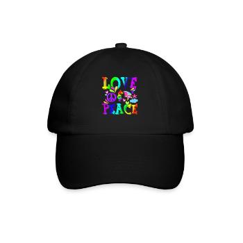 Hippie Love Peace Flower Power Peace Movement - Baseball Cap - black/black - Front
