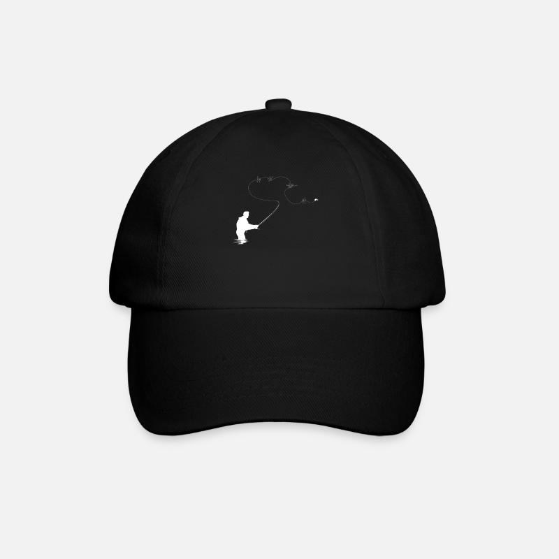 Fliegenfischen Herzschlag - Cooles Fliegenfischer - Baseballkappe - Schwarz/Schwarz