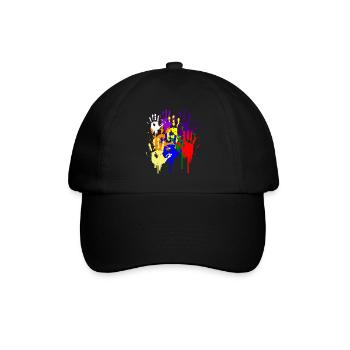 Paint Hand Blob Colorful Painter Gift Imprint Cool - Baseball Cap - black/black - Front