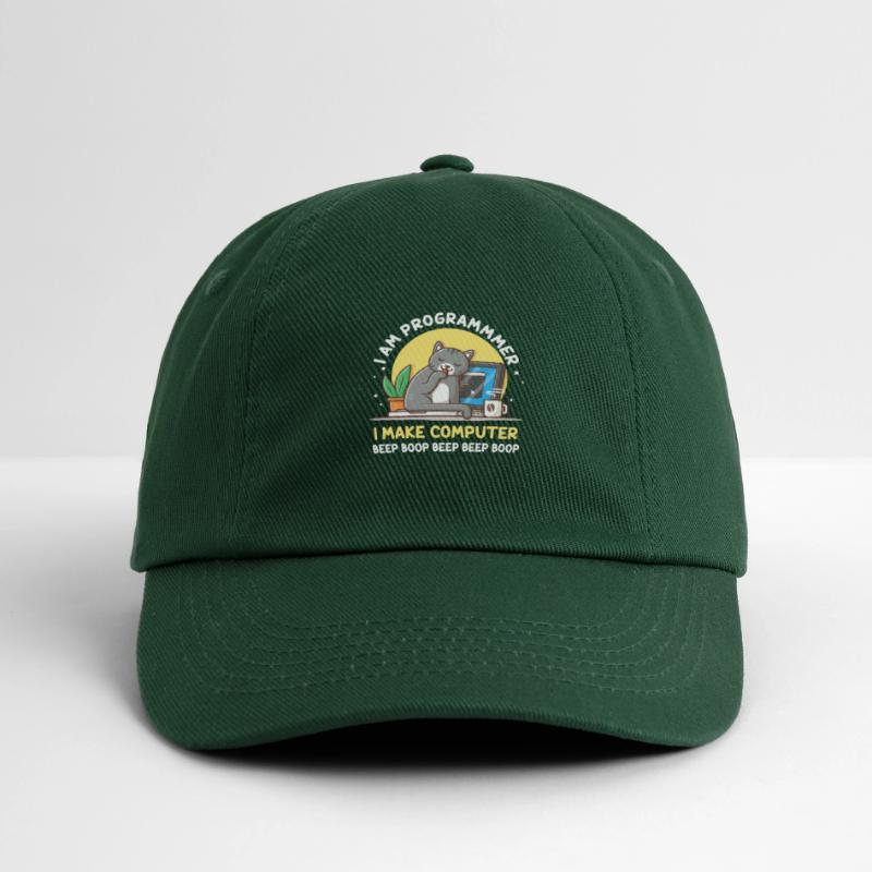 Cat Programmer Coder Developer Kitten Computer Baseball Cap