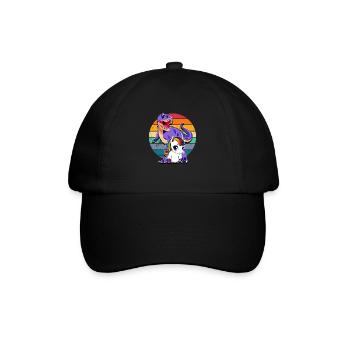 Einhorn und Dinosaurier - Baseballkappe - Schwarz/Schwarz - Vorne