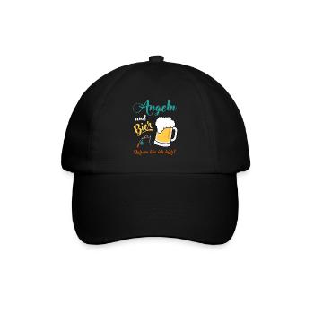 Angeln und Bier darum bin ich hier Angler Geschenk - Baseballkappe - Schwarz/Schwarz - Vorne