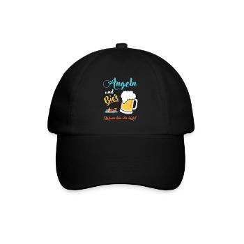 Angeln Bier Angler Fischer Sprüche Geschenkidee - Baseballkappe - Schwarz/Schwarz - Vorne