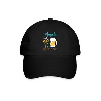Angeln Bier Angler Fischer Spruch Geschenkidee - Baseballkappe - Schwarz/Schwarz - Vorne