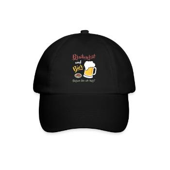 Bratwurst Bier Spruch Grillmeister Bierzelt Wurst - Baseballkappe - Schwarz/Schwarz - Vorne