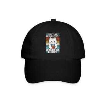 Sarcastic Cat Morning People Coffee Moody Kitty - Baseball Cap - black/black - Front
