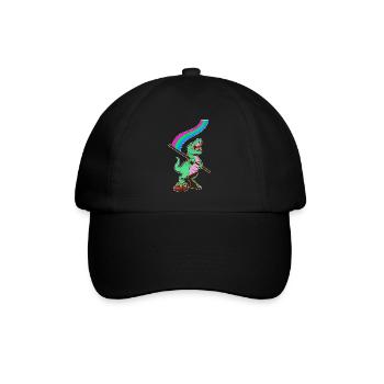 LGBTQ-Flagge - Dinosaurier Polysexuell - Baseballkappe - Schwarz/Schwarz - Vorne