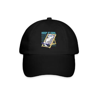 Ice Cream Summer Beach Ice Cream Holiday Cat - Baseball Cap - black/black - Front