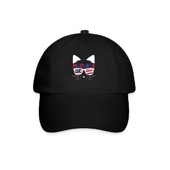 Meows America USA Patriotic Cat July 4 - Baseball Cap - black/black - Front
