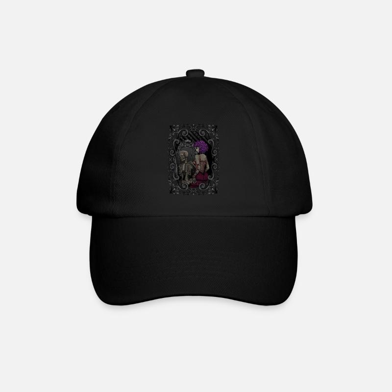 Skelett Spiegelbild - innerlich tot - Gothic - Baseballkappe - Schwarz/Schwarz