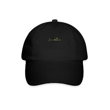 Herzschlag fürs Kajak fahren Paddelboot - Baseballkappe - Schwarz/Schwarz - Vorne