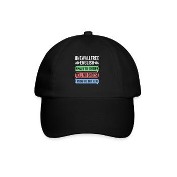 Onewallfree English für Englisch Lehrer Übersetzer - Baseballkappe - Schwarz/Schwarz - Vorne