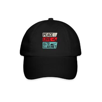 Peace Love Alto Clarinet Instrument - Baseball Cap - black/black - Front