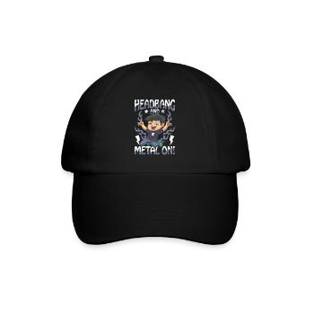 Headbang And Metal On für einen Schüler und Jungs - Baseballkappe - Schwarz/Schwarz - Vorne