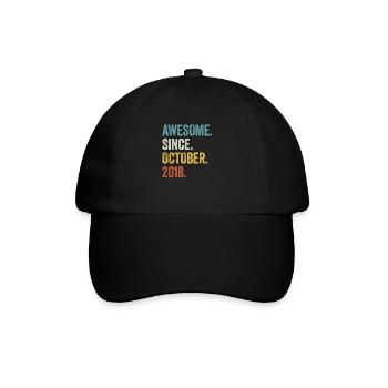 Awesome Since October 2018 4. Geburtstag - Baseballkappe - Schwarz/Schwarz - Vorne