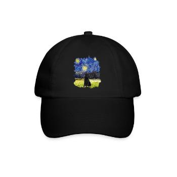 Sternennacht - Shetland Sheepdog - Baseballkappe - Schwarz/Schwarz - Vorne