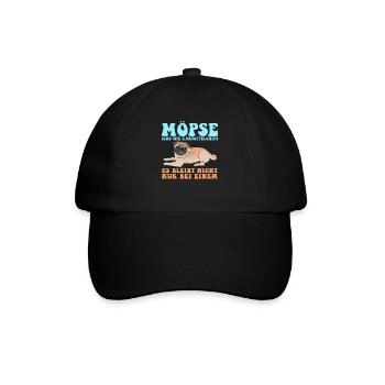 Mops Hunde Hundehalter Hundebesitzer Geschenk - Baseballkappe - Schwarz/Schwarz - Vorne