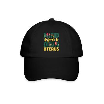 Uterus Blumen Ermächtigung Frauenrechte - Baseballkappe - Schwarz/Schwarz - Vorne