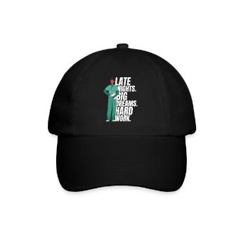 Nurse Late Nights Big Dreams Hard Work Funny Nurse - Baseball Cap - black/black - Front