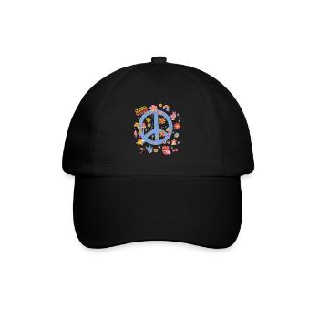 Retro Boho Peace Sign - Baseball Cap - black/black - Front