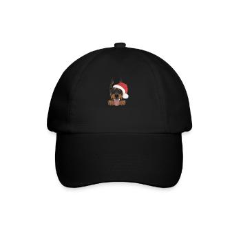 Dobermann Frohe Weihnachten - Baseballkappe - Schwarz/Schwarz - Vorne