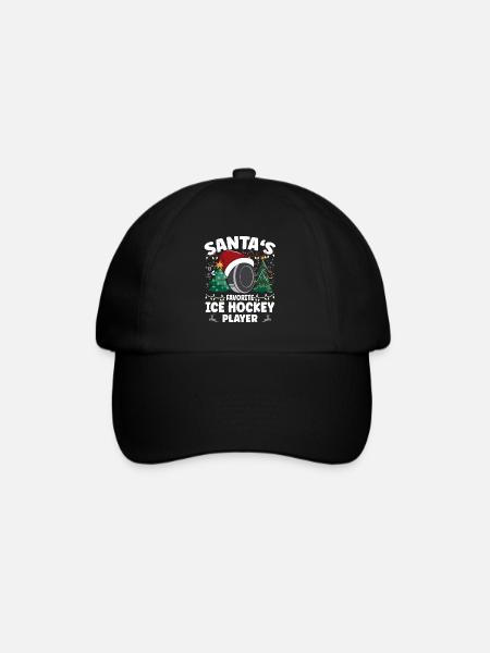 Santa's Favorite Ice Hockey Player Weihnachten - Basebollkeps - svart/svart