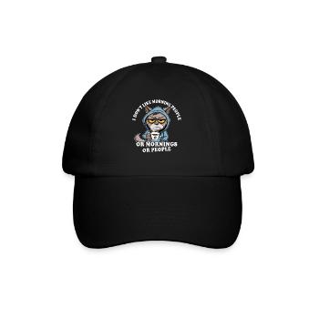 Morning grouch coffee drinker cat coffee - Baseball Cap - black/black - Front