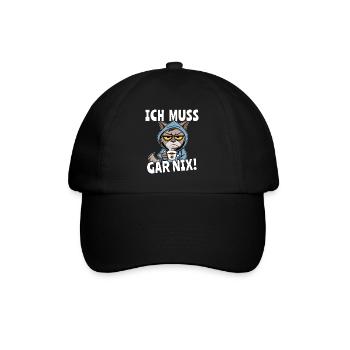 Ich Muss Gar Nix Katzen - Baseballkappe - Schwarz/Schwarz - Vorne
